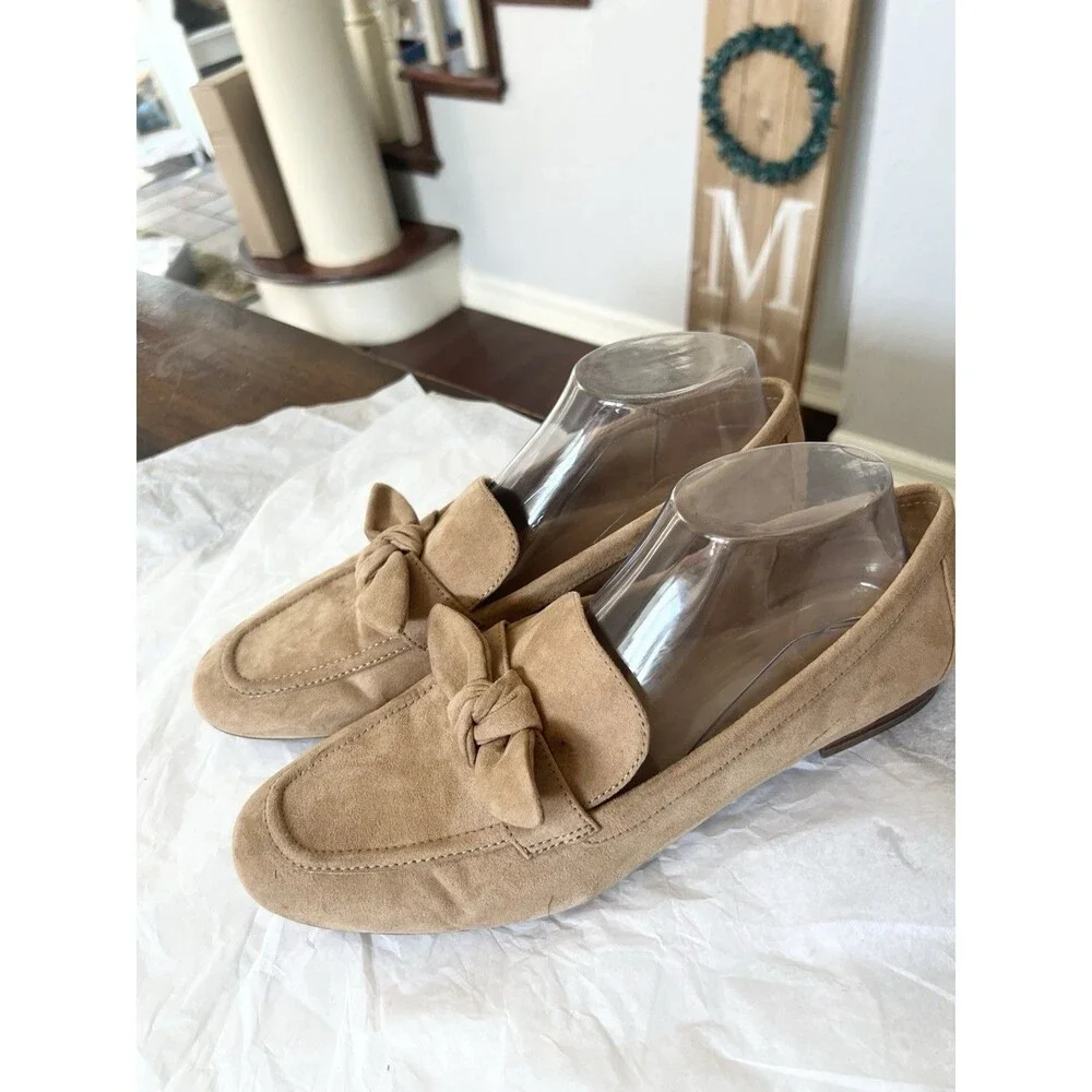 J.Crew Shoes Size 9.5 Faux Suede Loafers Flats Bow Slip On Comfort $128 Shoes